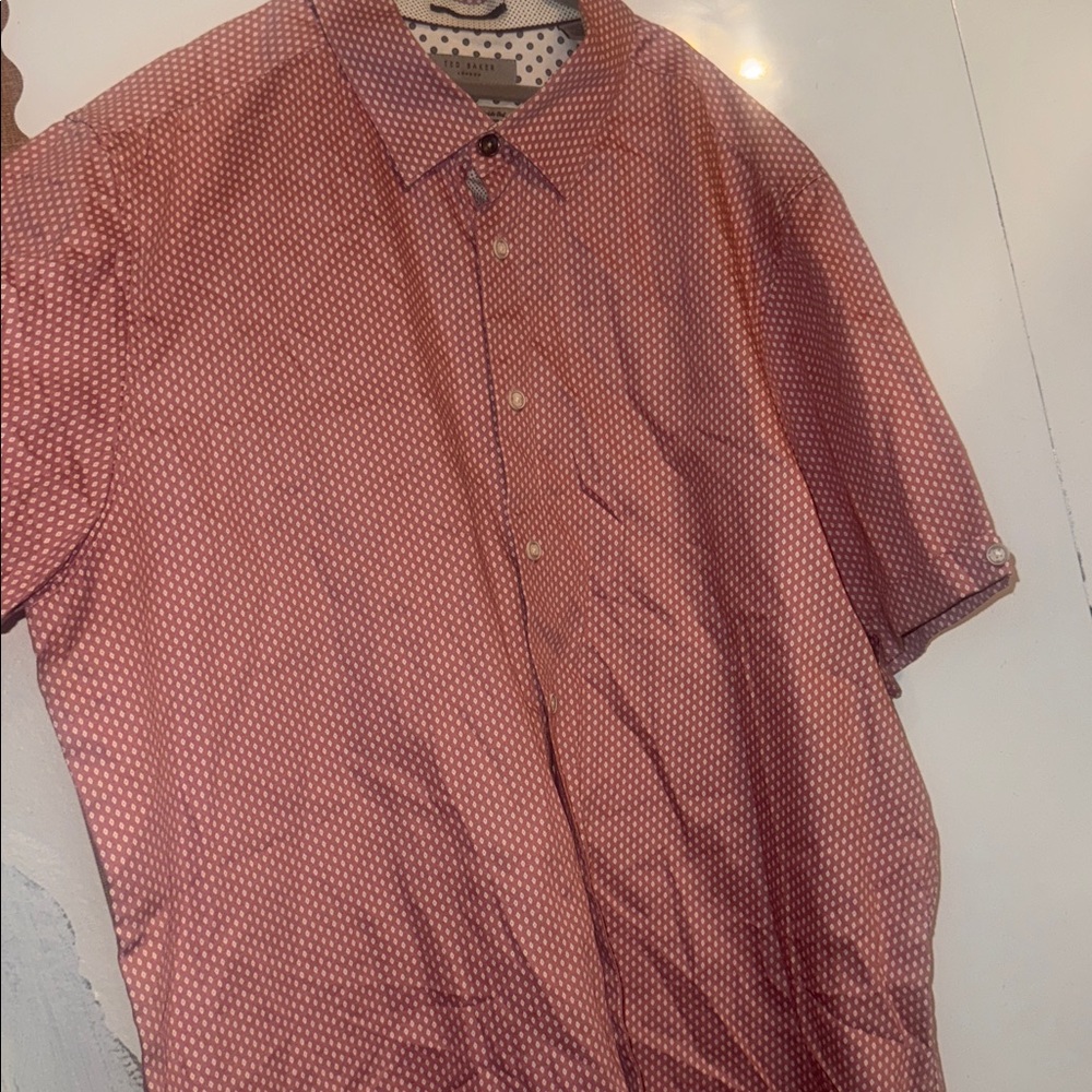 Ted Baker Light Pink ish Color and White Patterned Casual Shirt